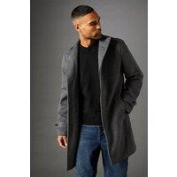 Burton Men's Mid Grey Signature Funnel Neck Wool Blend Coat | Size: Small