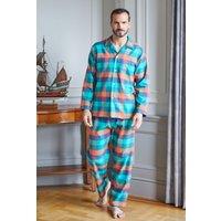 British Boxers Men's Acorn Squash Check Brushed Cotton Pyjama Set in Dark Green | Size: 2XL