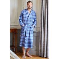British Boxers Men's Celt Navy Tartan Brushed Cotton Dressing Gown in Navy | Size: Large