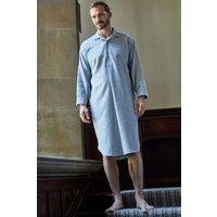 British Boxers Men's Chalk Stripe Brushed Cotton Nightshirt in Mid Grey | Size: XL