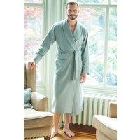 British Boxers Men's Moss Herringbone Brushed Cotton Dressing Gown in Dark Green | Size: 2XL