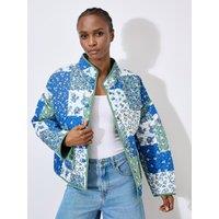 Apricot Women's Patchwork Quilted Reversible Jacket in Green | Size: 8