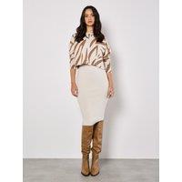 Apricot Women's Zebra Jumper Knitted Midi Dress Set in Cream | Size: 14