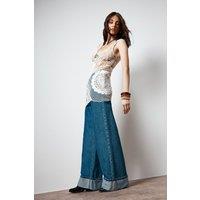 NastyGal Women's Premium Crochet Embroidered Patched Scoop Neck Mini Dress in Stone | Size: 4