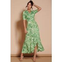 Jolie Moi Women's Ruffle Hem Jersey Maxi Dress in Green | Size: 8