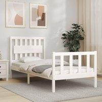 Berkfield Home Bed Frame with Headboard White Single Solid Wood