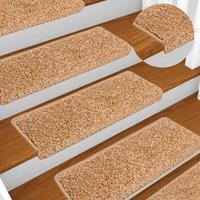 Berkfield Home Stair Mats 10 pcs 65x21x4 cm Beige | Size: Medium