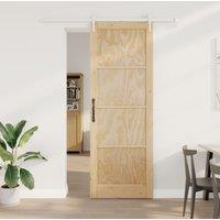Berkfield Home Sliding Door with Hardware Set 83x232 cm Solid Wood Pine in Beige