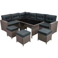 Monstershop Rattan Corner Set - Grey