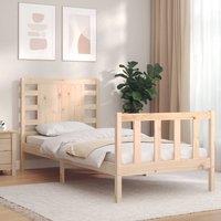 Berkfield Home Bed Frame with Headboard Single Solid Wood in Brown