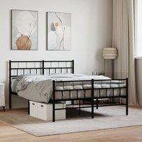 Berkfield Home Metal Bed Frame with Headboard & Footboard Black 150x200 cm King Size