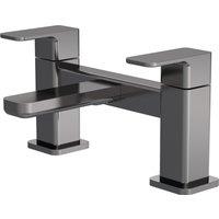 Balterley Square Deck Mounted Bath Filler Tap Brushed Pewter in Silver