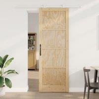 Berkfield Home Sliding Door with Hardware Set 83x232 cm Solid Wood Pine in Beige