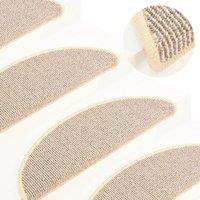 Berkfield Home Carpet Stair Treads 15 pcs White & Brown 56x17x3 cm | Size: Medium