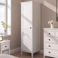 Home Source 1 Door Single Wardrobe Hanging Clothes Organiser White MDF 179cm Tall