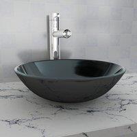 Berkfield Home Basin Tempered Glass 42 cm Black