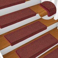 Berkfield Home Carpet Stair Treads 15 pcs 65x21x4 cm Matte Red | Size: Medium