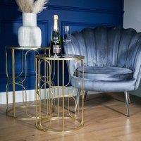 Madison & Mayfair Set of 2 Gold Wavy Wire Tables with Glass Top