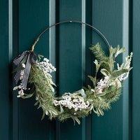 Scottish Everlastings Ltd 55cm Ring Wreath with Stripey Bow in Green