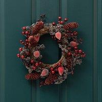 Scottish Everlastings Ltd 35cm Berry & Pine Cone Wreath in Red