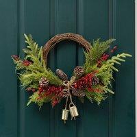 Scottish Everlastings Ltd 50cm Real Touch Half Wreath with Bells in Green
