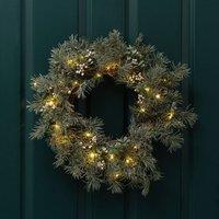 Scottish Everlastings Ltd 40cm Natural Feel Wreath with lights in Green