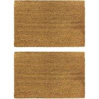 JVL Latex Coir - Manor Plain 40x60cm - Set of 2 in Beige | Size: 40 cm x 60 cm