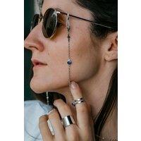 The Colourful Aura 62 Cm Evil Eye Cross Greek Protection Summer Turkish Reading Eyeglass Lanyard in Silver