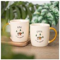 KDMD Camping King & Queen Couples Mug Set in Cream