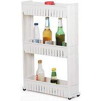 MANTRARAJ 3-Tier Slim Side Out Kitchen Trolley Multipurpose Storage Shelf Moving Kitchen Cabinets in White | Size: 1 Pack