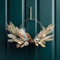 Scottish Everlastings Ltd 40cm Pre-lit Metallic Ring Wreath in Gold