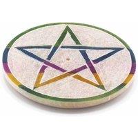 KDMD Soapstone Disc Incense Holder 8cm - Pentagon