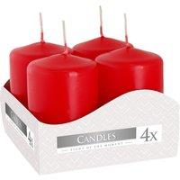 KDMD Set of 4 Pillar Candles 40x60mm - Red