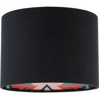 Happy Homewares Modern Colourful Aztec Designed Lamp Shade with Black Linen Fabric | Size: 10 inches