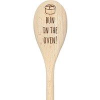 60 SECOND MAKEOVER Bun In The Oven Spoon Pregnancy Baby Shower Funny Wooden Spoon in Beige