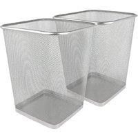 MANTRARAJ Silver Square Metal Mesh Waste Paper Bin Lightweight Mesh Trash Can Pack of 2 | Size: 2 Pack