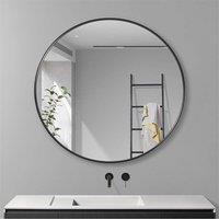 H&O Direct 60cm Nordic Round Framed Wall Hanging Mirror in Black