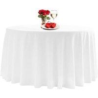 Neel Blue Premium Polyester Round Tablecloth - 120 Inch in White