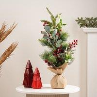 Scottish Everlastings Ltd 60cm Artificial Christmas Tree With Berries in Green