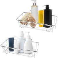 MANTRARAJ Flat Wall Shower Caddy Pack Of 2 Caddy Organiser Large & Small in Silver
