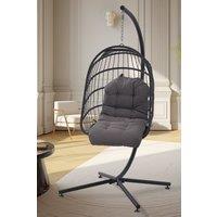 Living and Home 125 x 53cm Outdoor Waterproof Tufted Swing Seat Cushion in Dark Grey | Size: 125 x 53 cm