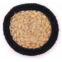 KDMD Natural Coaster - Jute & Cotton 10cm (set of 4) - Black Boarder