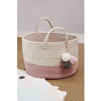 Living and Home 31L Cotton Rope Woven Laundry Baskets Hamper Toy Basket with Handle 25cm H in Pink
