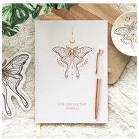 KDMD Luna Moth Daily Reflection Journal & Clear Quartz Crystal Pen in White