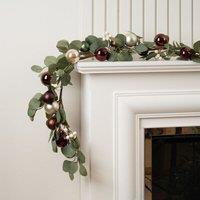 Scottish Everlastings Ltd 183cm Eucalyptus & Bauble Garland in Green