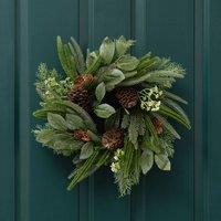 Scottish Everlastings Ltd 40cm Foliage Wreath with Cones in Green
