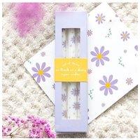 KDMD Set of 3 Purple Daisy Taper Candles in White