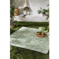 Fusion 'Matteo' Leaf Print Waterproof Backed Picnic Blanket in Green