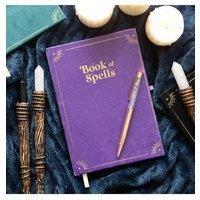KDMD Book of Spells Journal with Amethyst Crystal Pen in Purple