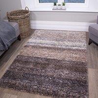 Kukoon Neutral Beige Striped Mottled Shaggy Rug in Light Beige | Size: 60 cm x 110 cm